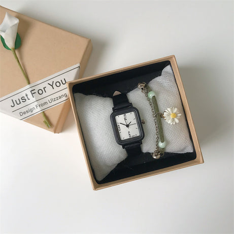 Retro Square Green & White Women’s Watch - ShreeBliss