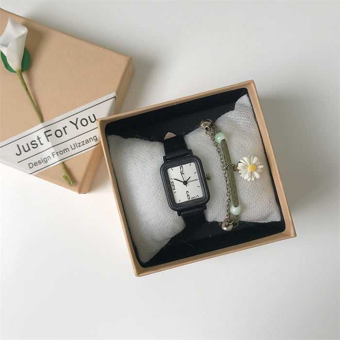 Retro Square Green & White Women’s Watch - ShreeBliss
