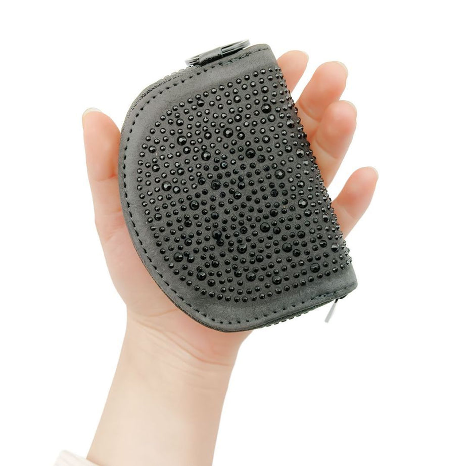 Hot Diamond Pouch Curved Black Wallet - ShreeBliss