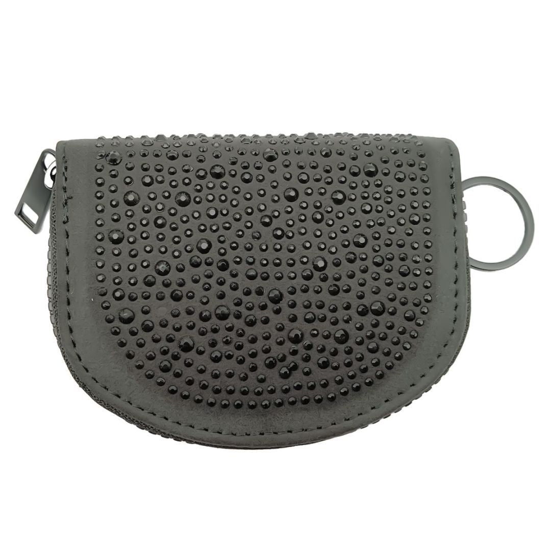Hot Diamond Pouch Curved Black Wallet - ShreeBliss