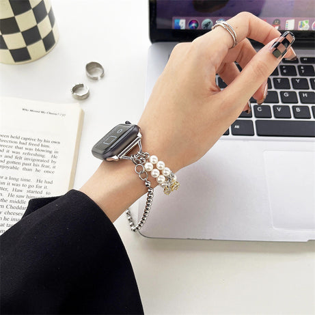 Pearl Metal Chain Watch - ShreeBliss