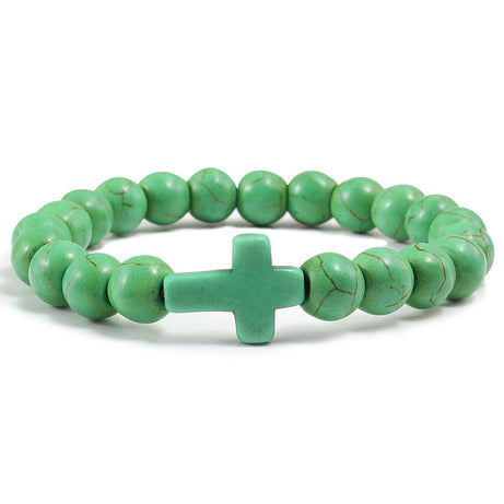Blue Turquoise Cross Bracelet - ShreeBliss