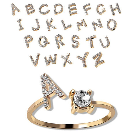 New Design Adjustable 26 Initial Letter Ring Fashion Jewelry For Women Simple Elegant Jewelry - ShreeBliss