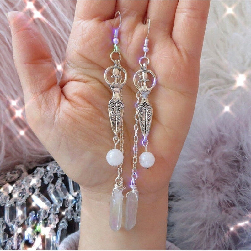 Moonstone And Angel Halo Quartz Wrap Earrings – ShreeBliss