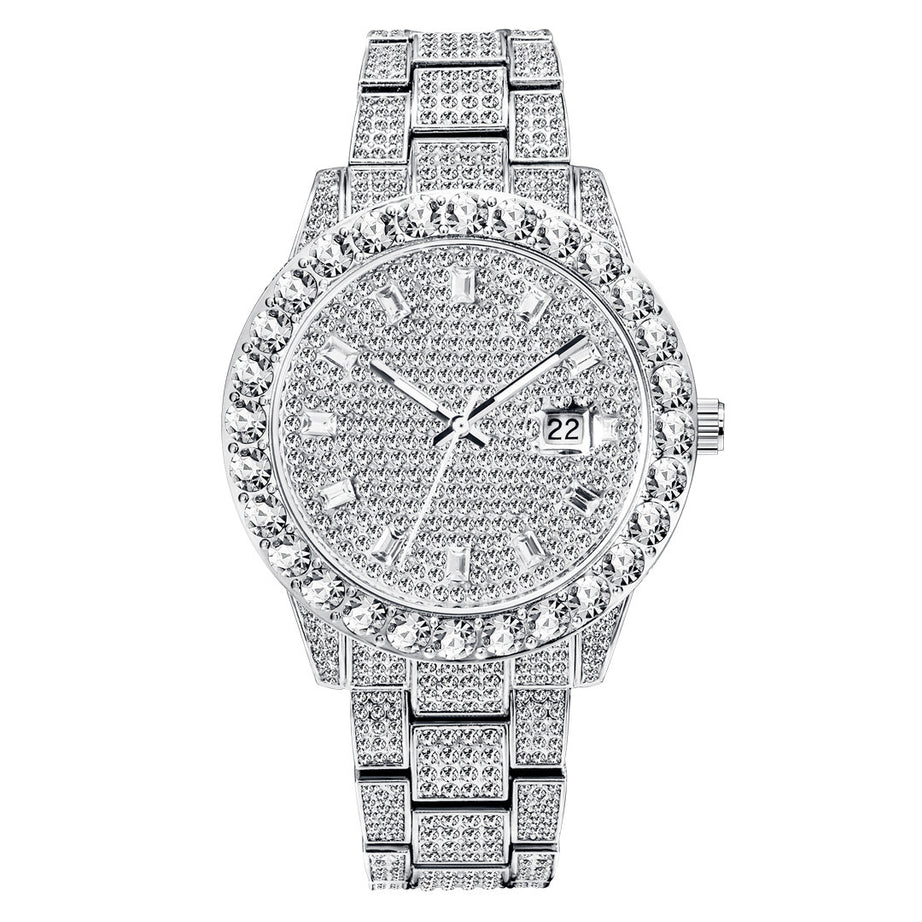 Fashionable Large Dial Diamond Watch - ShreeBliss