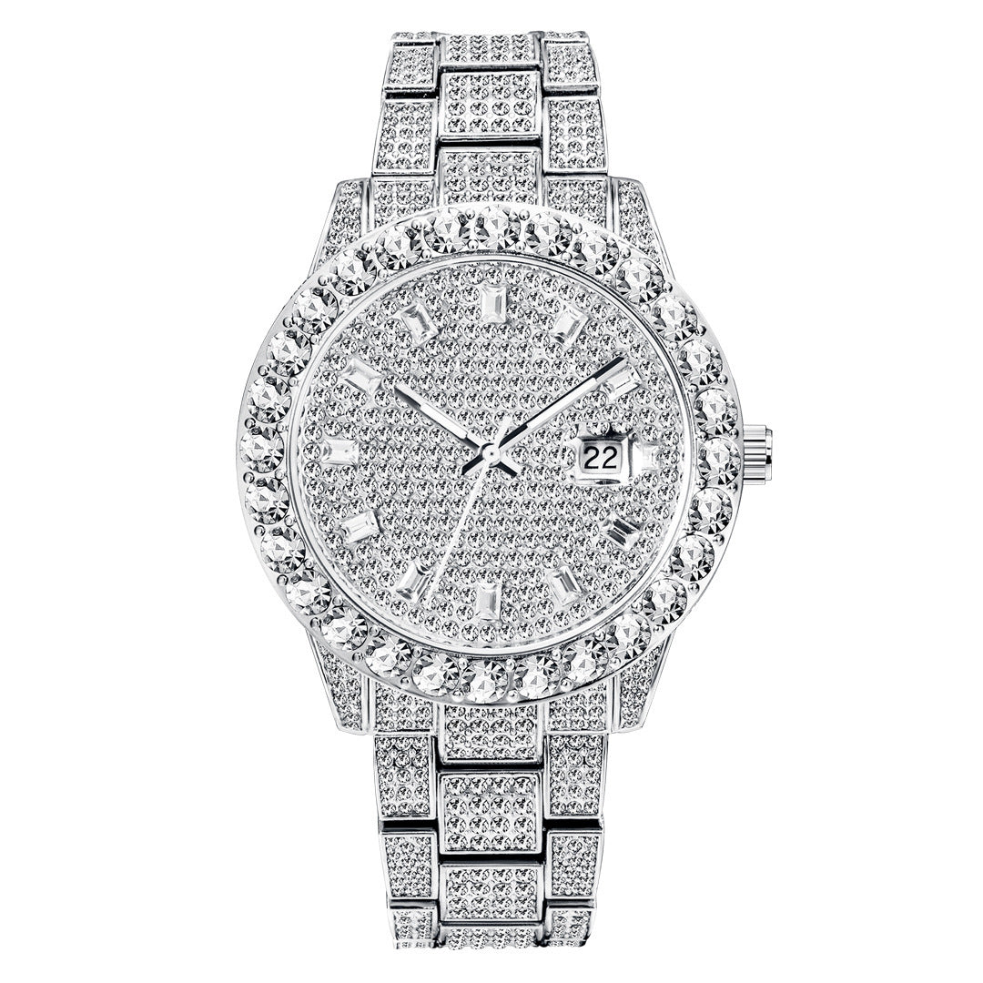 Fashionable Large Dial Diamond Watch - ShreeBliss