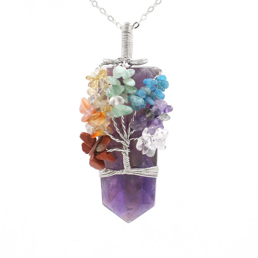 Crystal Column Tree of Life Pendant Necklace – ShreeBliss