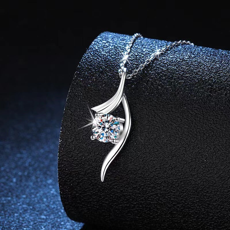 925 Sterling Silver Four-Claw Diamond Necklace – ShreeBliss