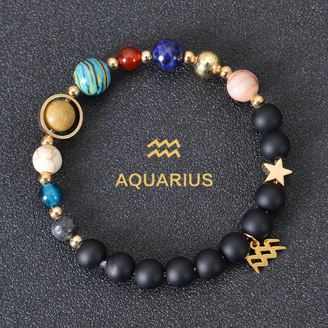 Eight Planets Twelve Constellations Frosted Stone Beaded Bracelet – ShreeBliss