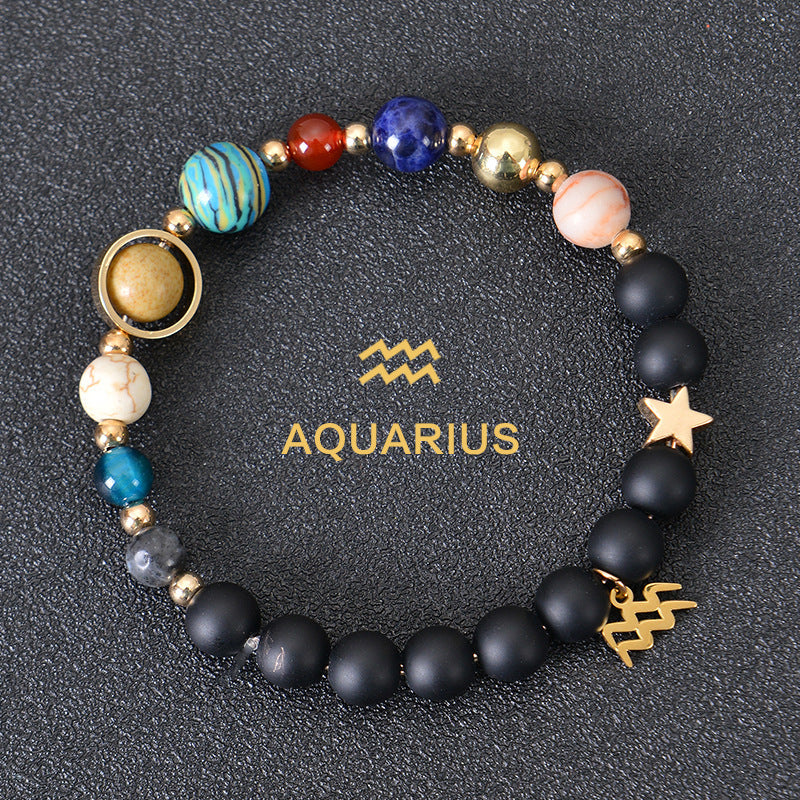 Eight Planets Twelve Constellations Frosted Stone Beaded Bracelet – ShreeBliss