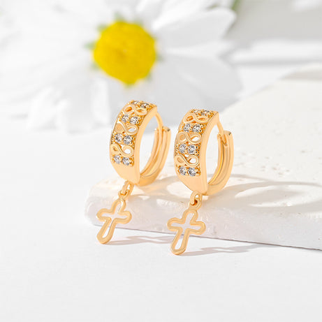 Popular Multi-style Design Gold-plated Ornament Cross Earrings - ShreeBliss