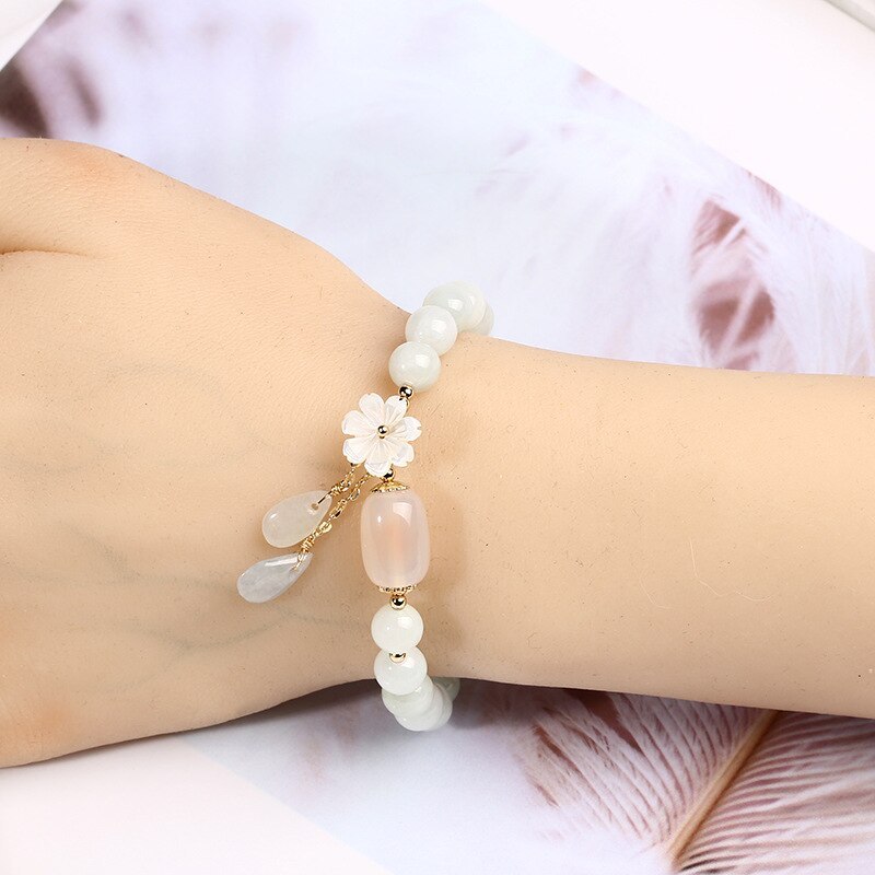 Shell Flower Jade Water Drop Bracelet – ShreeBliss