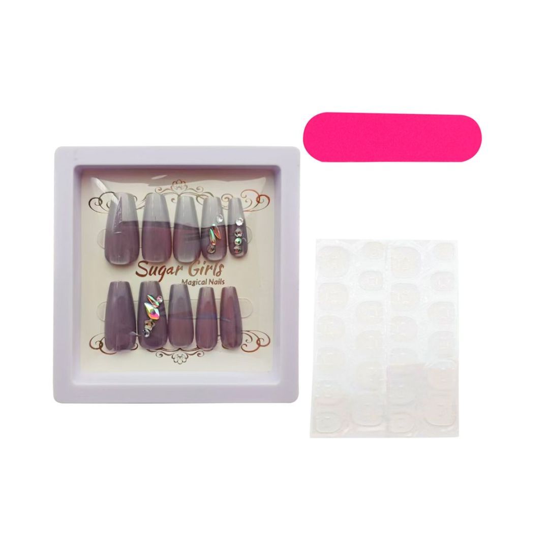 Brownish-Gray Diamond-set Nails - ShreeBliss