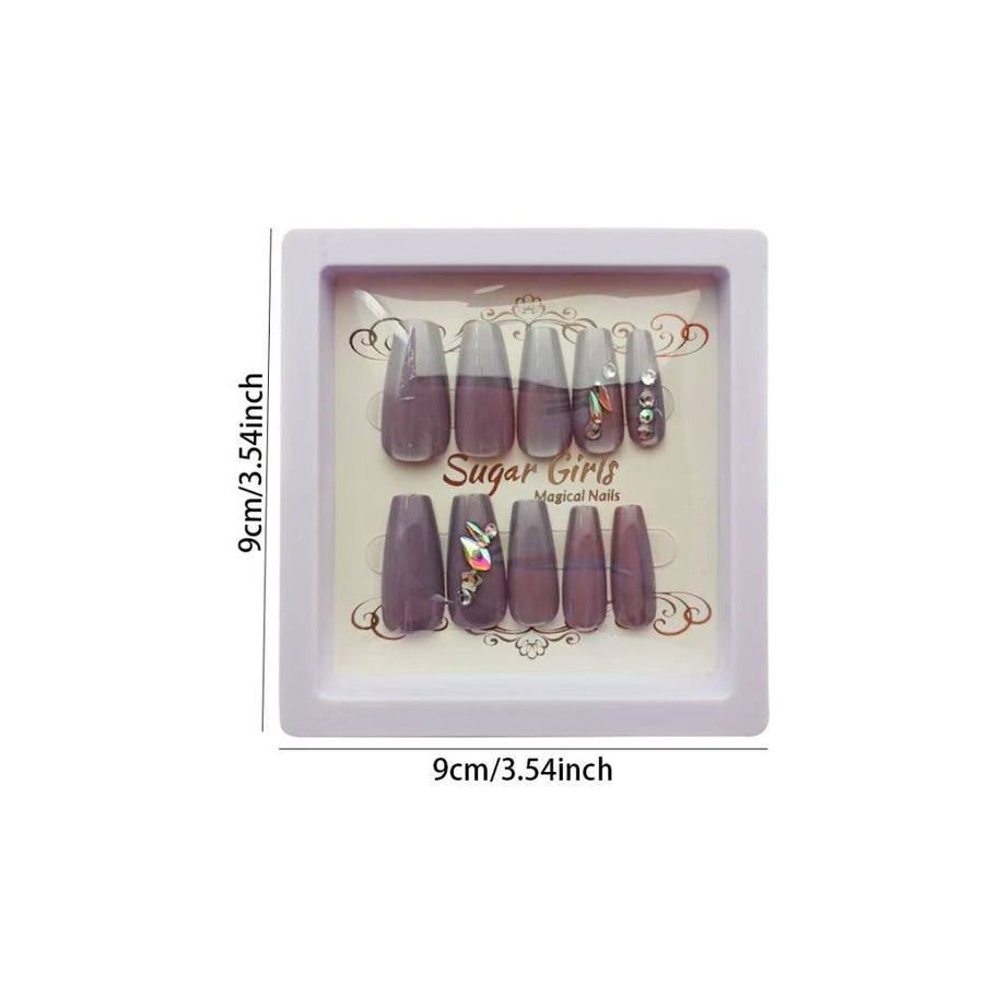 Brownish-Gray Diamond-set Nails - ShreeBliss