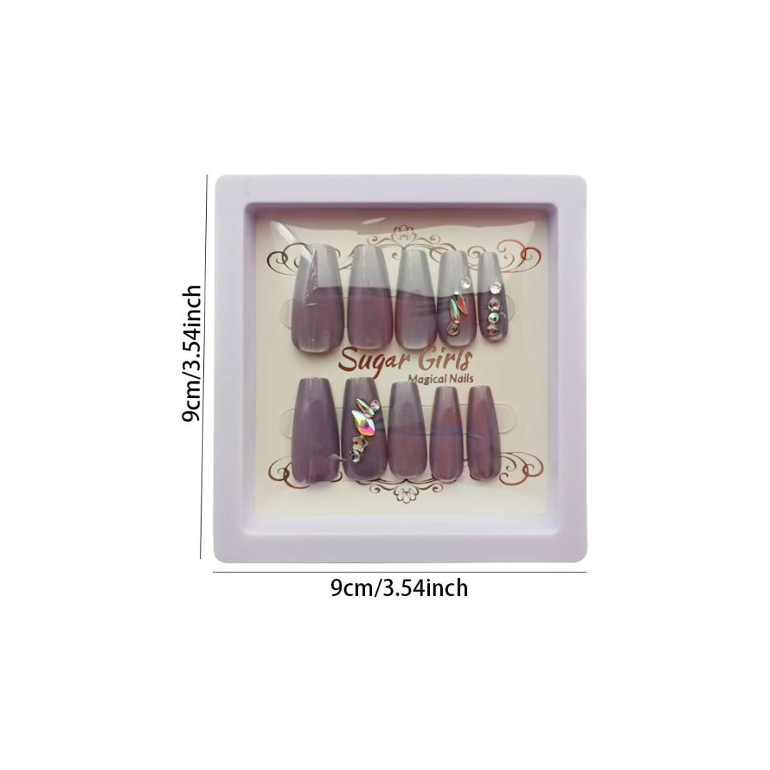 Brownish-Gray Diamond-set Nails - ShreeBliss