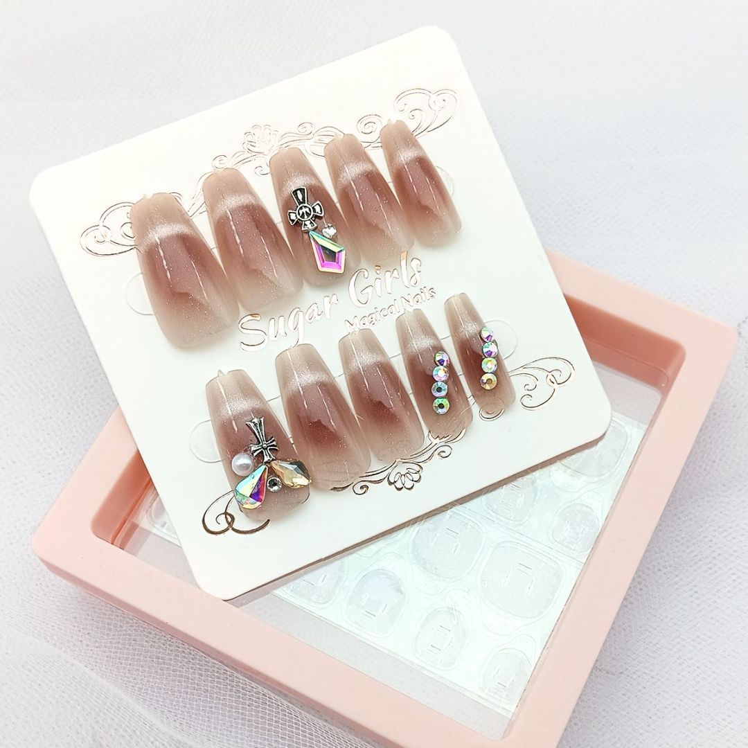 Light Dark Red Cross Armor Nail Art - ShreeBliss