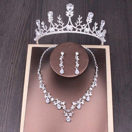 Bridal Rhinestone Crown Necklace Set – ShreeBliss