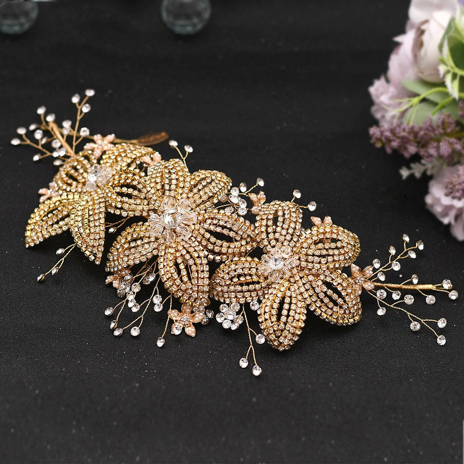 Bridal Flower Rhinestone Hairband – ShreeBliss