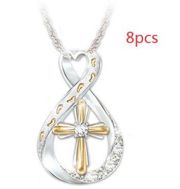 Two-Tone Cross Footprint Diamond Pendant – ShreeBliss