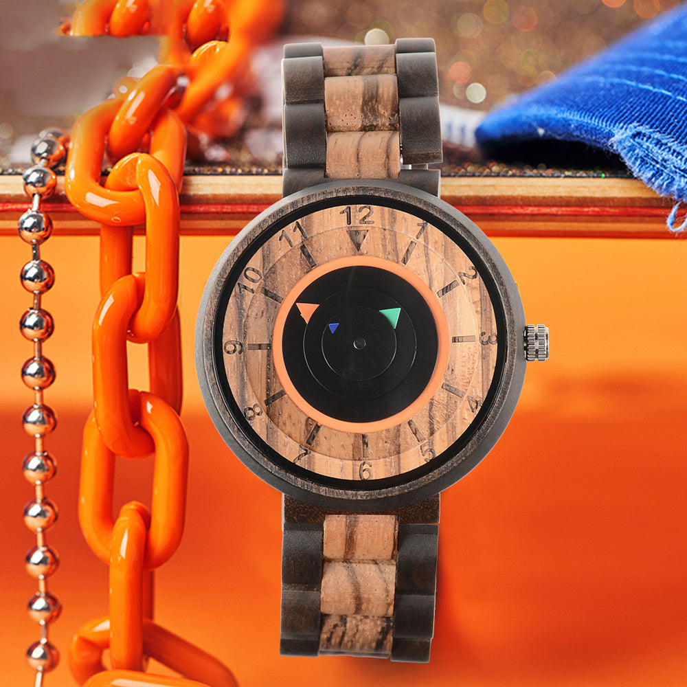 No Pointer Concept Wood Quartz Watch - ShreeBliss