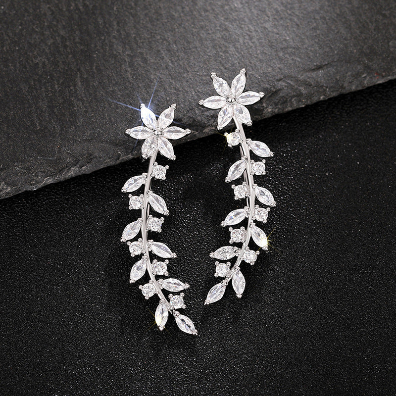European And American Style Internet Celebrity Full Diamond Flower Earrings For Women – ShreeBliss