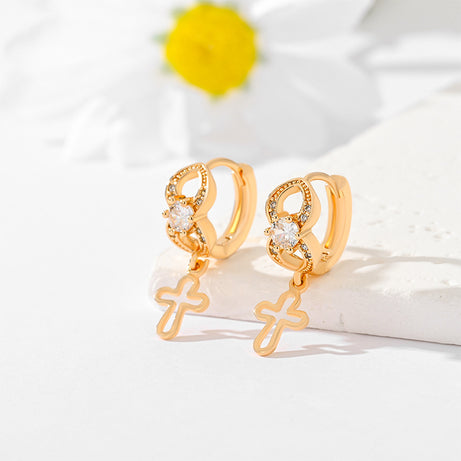 Popular Multi-style Design Gold-plated Ornament Cross Earrings - ShreeBliss
