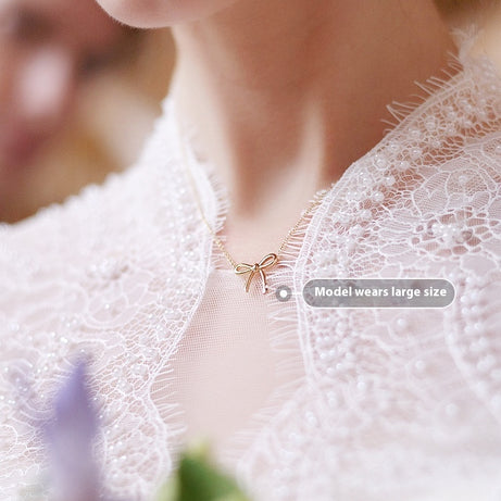 Gold Bow Pendant Clavicle Chain – ShreeBliss