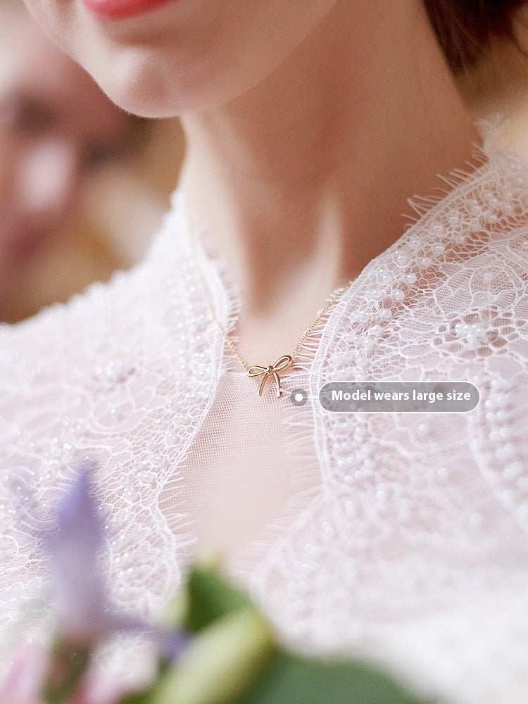 Gold Bow Pendant Clavicle Chain – ShreeBliss