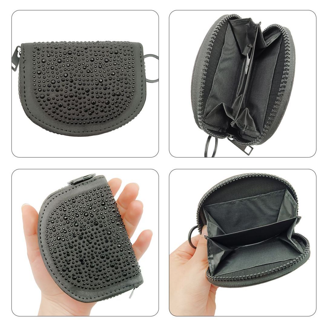 Hot Diamond Pouch Curved Black Wallet - ShreeBliss