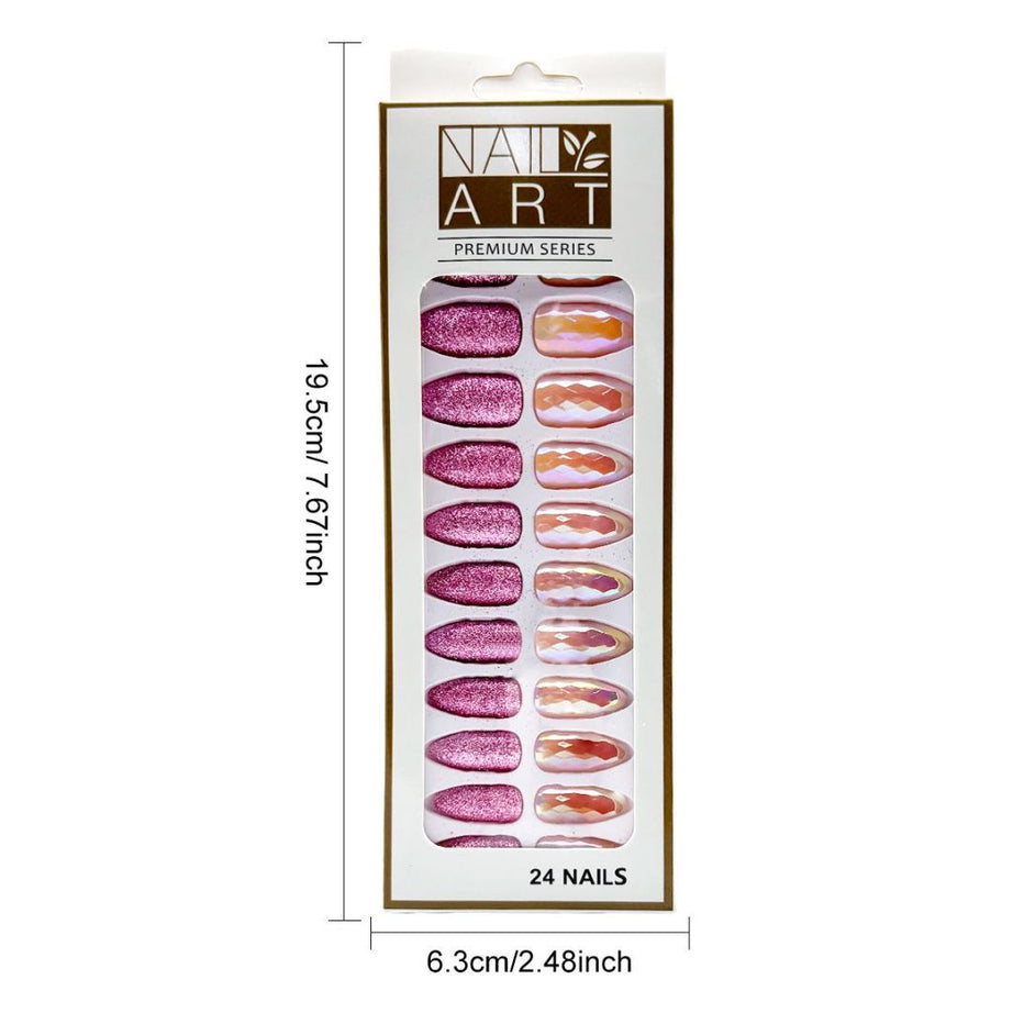 L-3 Sequins Gold Powder Nails (24 Pieces) - ShreeBliss