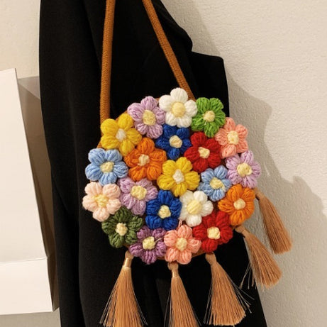 Ethnic Fluffy Floral Round Bag – ShreeBliss