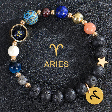 Eight Planets Twelve Constellations Frosted Stone Beaded Bracelet – ShreeBliss