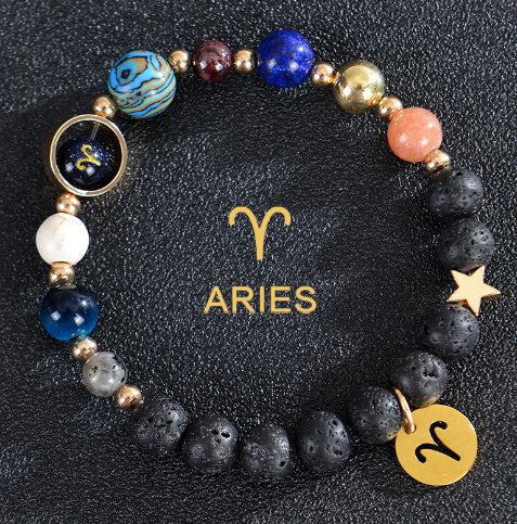 Eight Planets Twelve Constellations Frosted Stone Beaded Bracelet – ShreeBliss