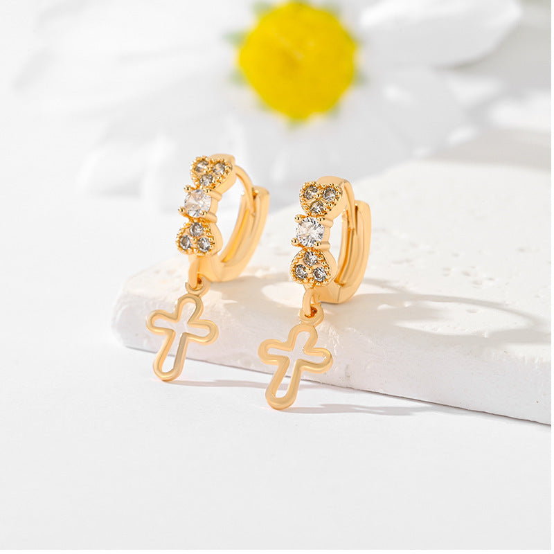Popular Multi-style Design Gold-plated Ornament Cross Earrings - ShreeBliss