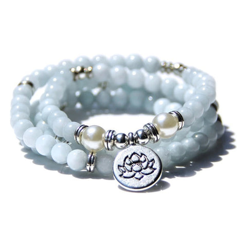 Amazing Stone Tiger Eye Stone Bracelet Necklace 108 Buddha Beads Lotus Bracelet - ShreeBliss