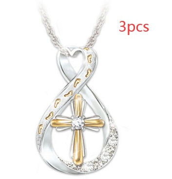 Two-Tone Cross Footprint Diamond Pendant – ShreeBliss