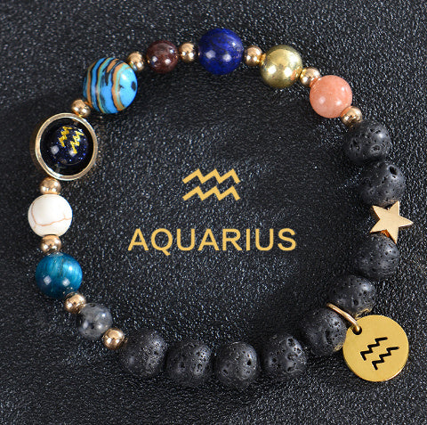 Eight Planets Twelve Constellations Frosted Stone Beaded Bracelet – ShreeBliss