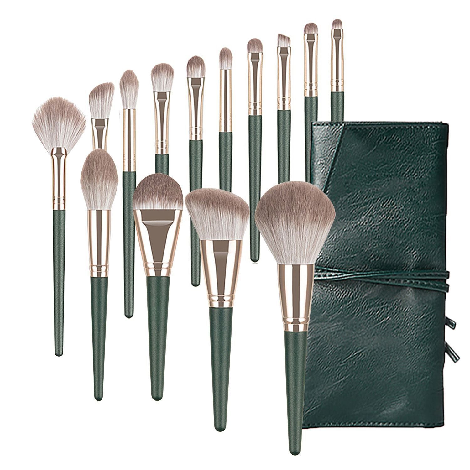 Green Cloud 14-Piece Makeup Brush Set - ShreeBliss