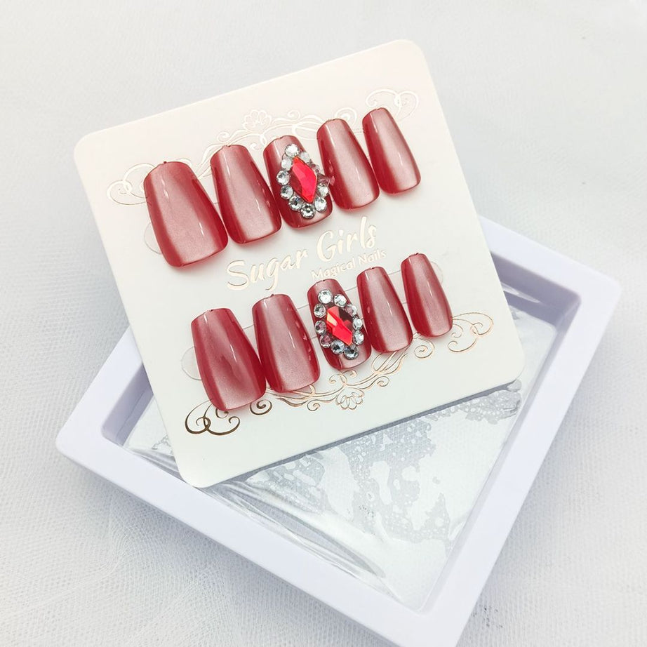 Red Diamonds Nail Art - ShreeBliss