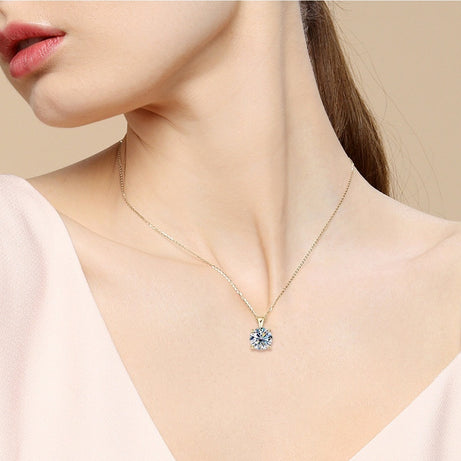 Classic Four-Claw Diamond Pendant Necklace – ShreeBliss