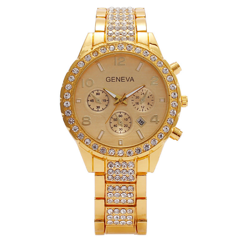 Diamond Digital Calendar Quartz Watch - ShreeBliss