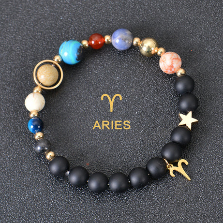 Eight Planets Twelve Constellations Frosted Stone Beaded Bracelet – ShreeBliss