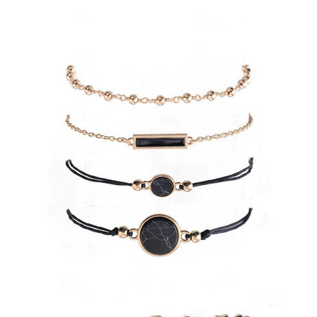 Black Turquoise Pattern Bracelet Handmade Chain Black Square