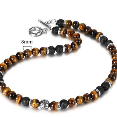 Amazing Stone Tiger Eye Stone Bracelet Necklace 108 Buddha Beads Lotus Bracelet - ShreeBliss