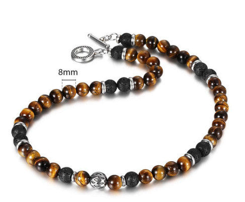 Amazing Stone Tiger Eye Stone Bracelet Necklace 108 Buddha Beads Lotus Bracelet - ShreeBliss