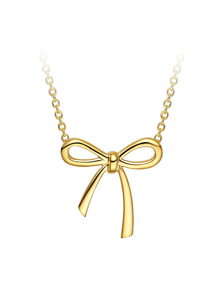 Gold Bow Pendant Clavicle Chain – ShreeBliss