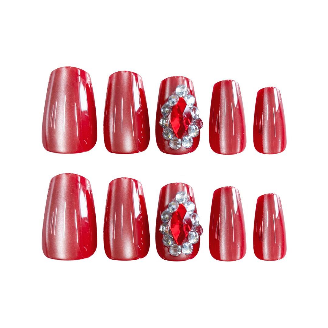 Red Diamonds Nail Art - ShreeBliss