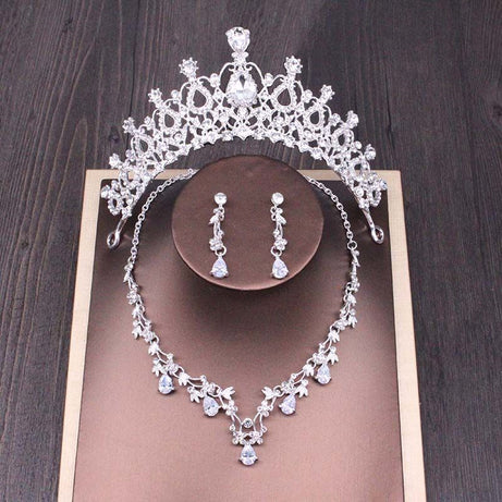 Bridal Rhinestone Crown Necklace Set – ShreeBliss