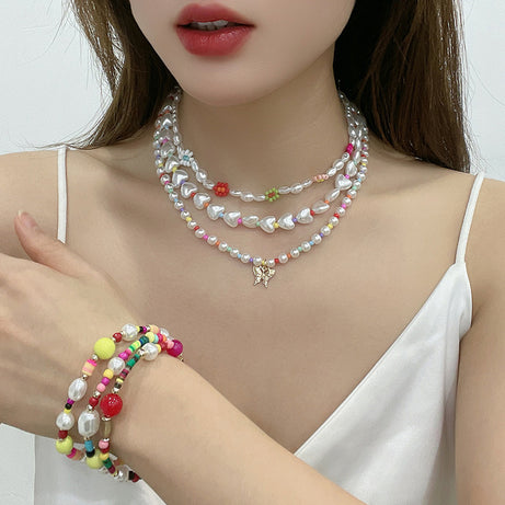 Gold-Plated Pearl Multi-Row Necklace – ShreeBliss