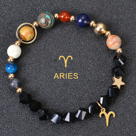 Eight Planets Twelve Constellations Frosted Stone Beaded Bracelet – ShreeBliss
